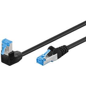 Goobay Patchkabel CAT 6A, 1x 90° vinklad, S/FTP (PiMF), svart, 3 m kopparledare 