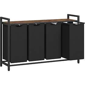 Vasagle Tvättkorg, 4-fack, 4 X 40l, 116 X 33 X 72 Cm, Rustik Brun Och Svart