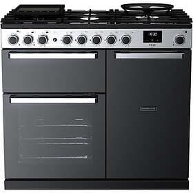 Rangemaster Edge Deluxe EDDL100DFGBLK/CM1 100cm Black Glass Chrome