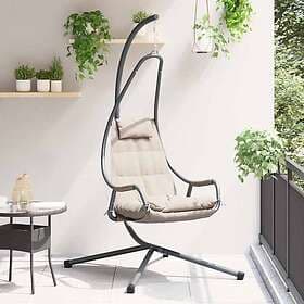 vidaXL Hanging Chair with Stand and Cushion Taupe Steel