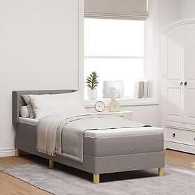 vidaXL Box Spring Bed with Mattress – Taupe, 80x200 cm, Fabric