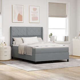 vidaXL Box Spring Bed with Mattress & LED Light Grey 160x200 cm Fabric