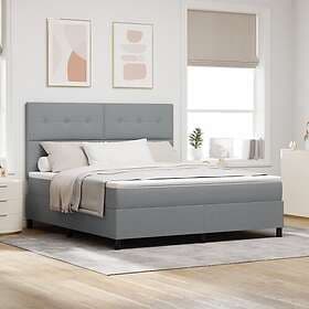 vidaXL Box Spring Bed with Mattress & LED Light Light Grey, 180 x 200 cm Fabric