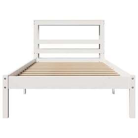 vidaXL Bed Frame without Mattress White 75x190 cm Small Single Solid Wood Pine 3