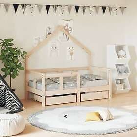 vidaXL Kids Bed Frame with Drawers 70x140 cm Solid Wood Pine