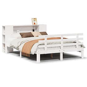 vidaXL Bookcase Bed without Mattress White 120x190 cm Small Double Solid Wood Pi