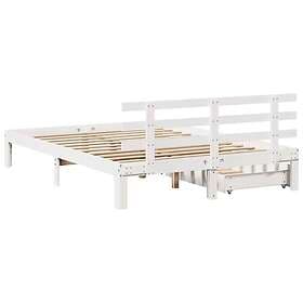 vidaXL Bed Frame with Drawers without Mattress White 135x190 cm Double