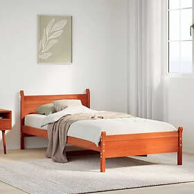 vidaXL Bed Frame without Mattress Wax Brown 75x190 cm Small Single Solid Wood Pi