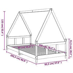 vidaXL Kids Bed Frame White 90x200 cm Solid Wood Pine