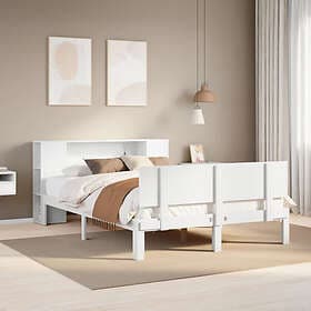 vidaXL Bookcase Bed without Mattress White 120x190 cm Small Double Solid Wood Pi
