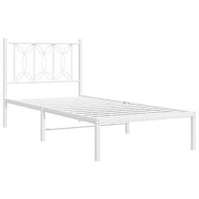 vidaXL Metal Bed Frame without Mattress with Headboard White 75x190cm