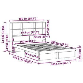 vidaXL Bookcase Bed without Mattress 160x200cm Solid Wood Pine