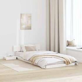vidaXL Floor Bed Frame with Bedside Tables White 90x200cm Solid Wood