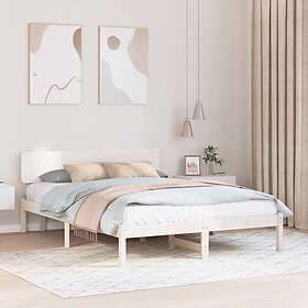 vidaXL Bed Frame with Headboard White 160x200 cm Solid Pine Wood
