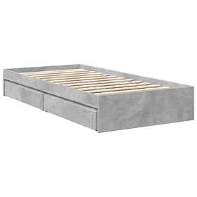 vidaXL Bed Frame with Drawers without Mattress Concrete Grey 75x190 cm Small Sin