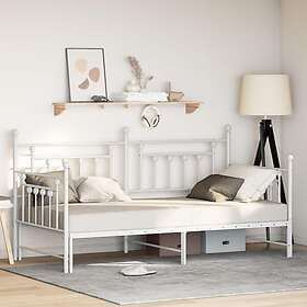 vidaXL Daybed Frame with Trundle White, 100x200 cm, Steel