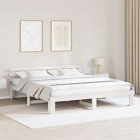 vidaXL Pine Wood Bed Frame White Solid wood King Durable