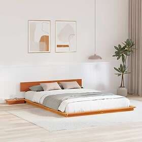 vidaXL Floor Bed Frame with Bedside Tables Wax Brown 150x200cm Solid Wood