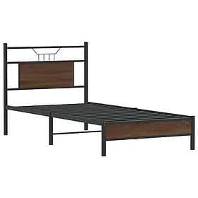 vidaXL Bed Frame without Mattress Brown Oak 75x190 cm Small Single Engineered Wo
