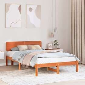 vidaXL Bed Frame with Headboard Wax Brown 120x190 cm Solid Pine Wood