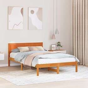vidaXL Wax Brown Bed Frame Wax brown Solid Pine Wood 140 x 190 cm