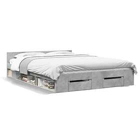 vidaXL Bed Frame with Drawers without Mattress Concrete Grey 135x190 cm Double