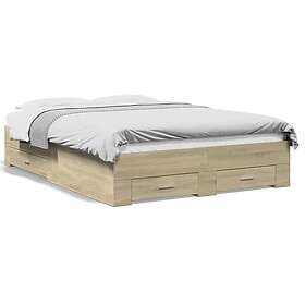 vidaXL Bed Frame with Drawers without Mattress Sonoma Oak 120x190 cm Small Doubl