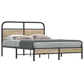 vidaXL Bed Frame Without Mattress 140x200 cm Smoked Oak Engineered Wood