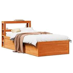 vidaXL Bed Frame with Headboard Wax Brown 75x190 cm Small Single Solid Wood Pine