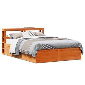 vidaXL Bed Frame with Headboard Wax Brown 120x190 cm Small Double Solid Wood Pin