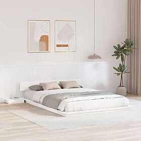 vidaXL Floor Bed Frame with Bedside Tables White 150x200cm Solid Wood