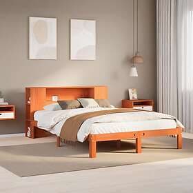 vidaXL Bookcase Bed without Mattress Wax Brown 135x190 cm Doouble Solid Wood Pin