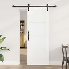 vidaXL Sliding Door with Hardware Set White 73,5 x 198,5 cm Solid Wood Pine