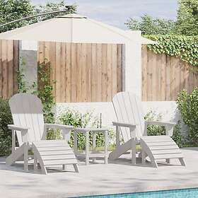 vidaXL Adirondack Chairs with Footrests 2 pcs White HDPE