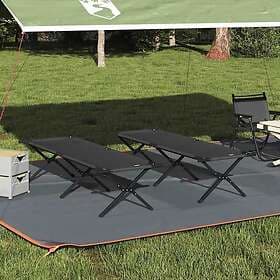 vidaXL Folding Sun Beds 2 pcs with Carry Bag Black 600D Oxford Fabric