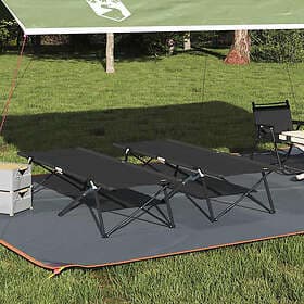 vidaXL Folding Sun Beds with Carry Bags 2 pcs Black 600D Oxford Fabric
