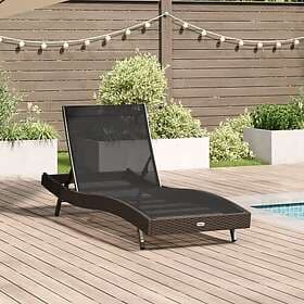 vidaXL Sun Lounger Brown Poly Rattan and Textilene