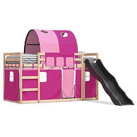 vidaXL Bunk Bed with Slide and Curtains pink 90x190 cm