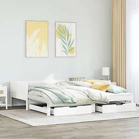 vidaXL Daybed extendable with drawers white 90x190cm without mattress