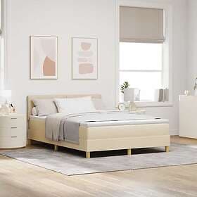 vidaXL Box Spring Bed with Mattress Cream 160x200 cm Fabric