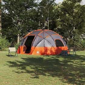 vidaXL Camping Tent with Roof with Air Vent Grey and orange Polyester