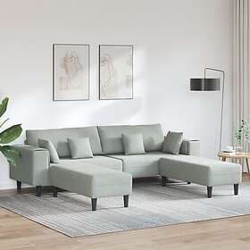 vidaXL Velvet Sofa with Cushion 3 pcs Light Grey 208 cm Velvet