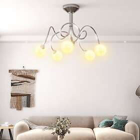 vidaXL Ceiling Lamp with Round Glass Shades for 5 G9 LED Lights