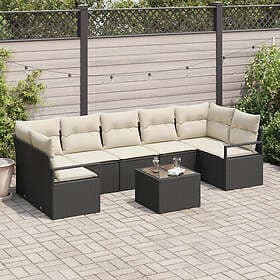 vidaXL Garden sofa set with cushion 8 pcs Black, Cream 55 x 55 x 37 cm