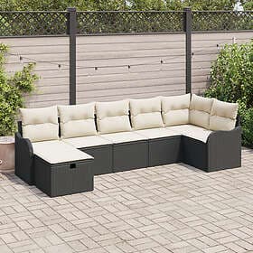 vidaXL 7 pcs Black and Cream White Garden Sofa Set 287.5 x 122.5 x 85 cm
