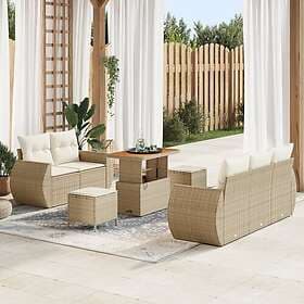vidaXL 8 pcs beige and cream white Garden sofa set 90 x 55 x 71 cm