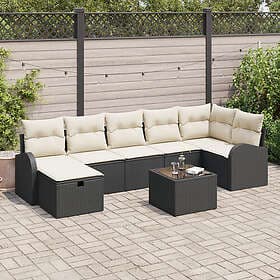 vidaXL 8 pcs Black and Cream White Garden Sofa Set 289 x 124 x 85 cm