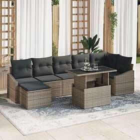vidaXL 8 pcs Grey Poly Rattan Garden Sofa Powder-coated Steel