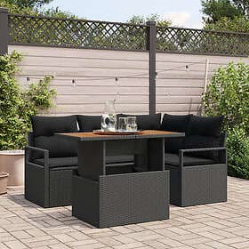 vidaXL Lounge Set with Cushion 5 Pieces Black, Brown 100 x 55 x 73 cm