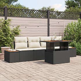vidaXL Lounge Set with Cushion 5 Pieces Black, Beige 100 x 55 x 73 cm